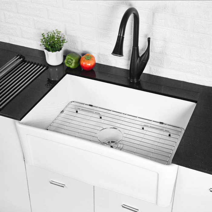 Dcolora 30" x 20" Farmhouse Kitchen Sink with Basket Strainer Wayfair